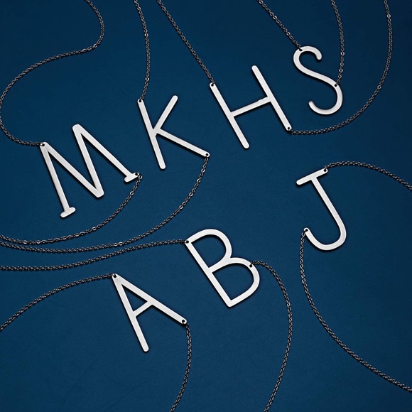 Silver Initial Stainless Steel Pendant Necklace - Picture 3 of 4